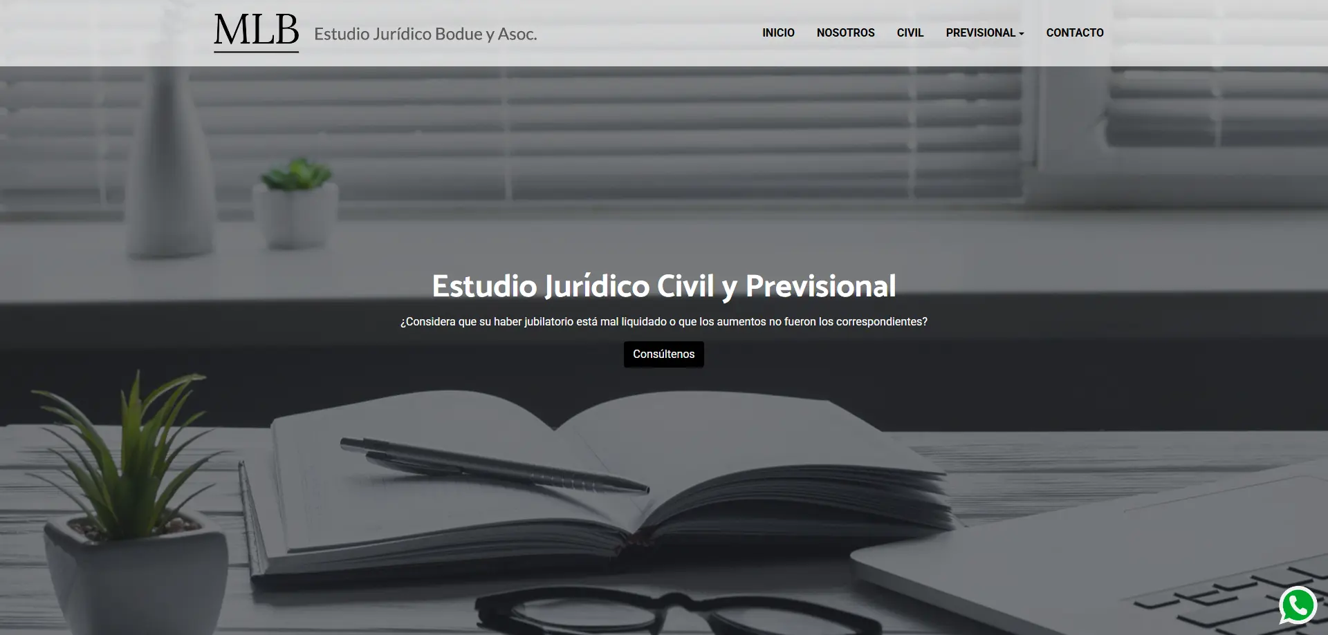 Sitio web institucional de Estudio Bodue desarrollado por Podio Creativo