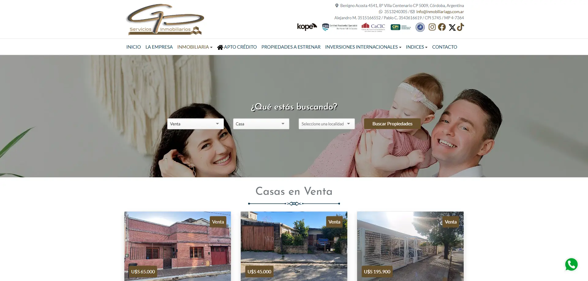 Sitio web de GP Servicios Inmobiliarios desarrollado por Podio Creativo