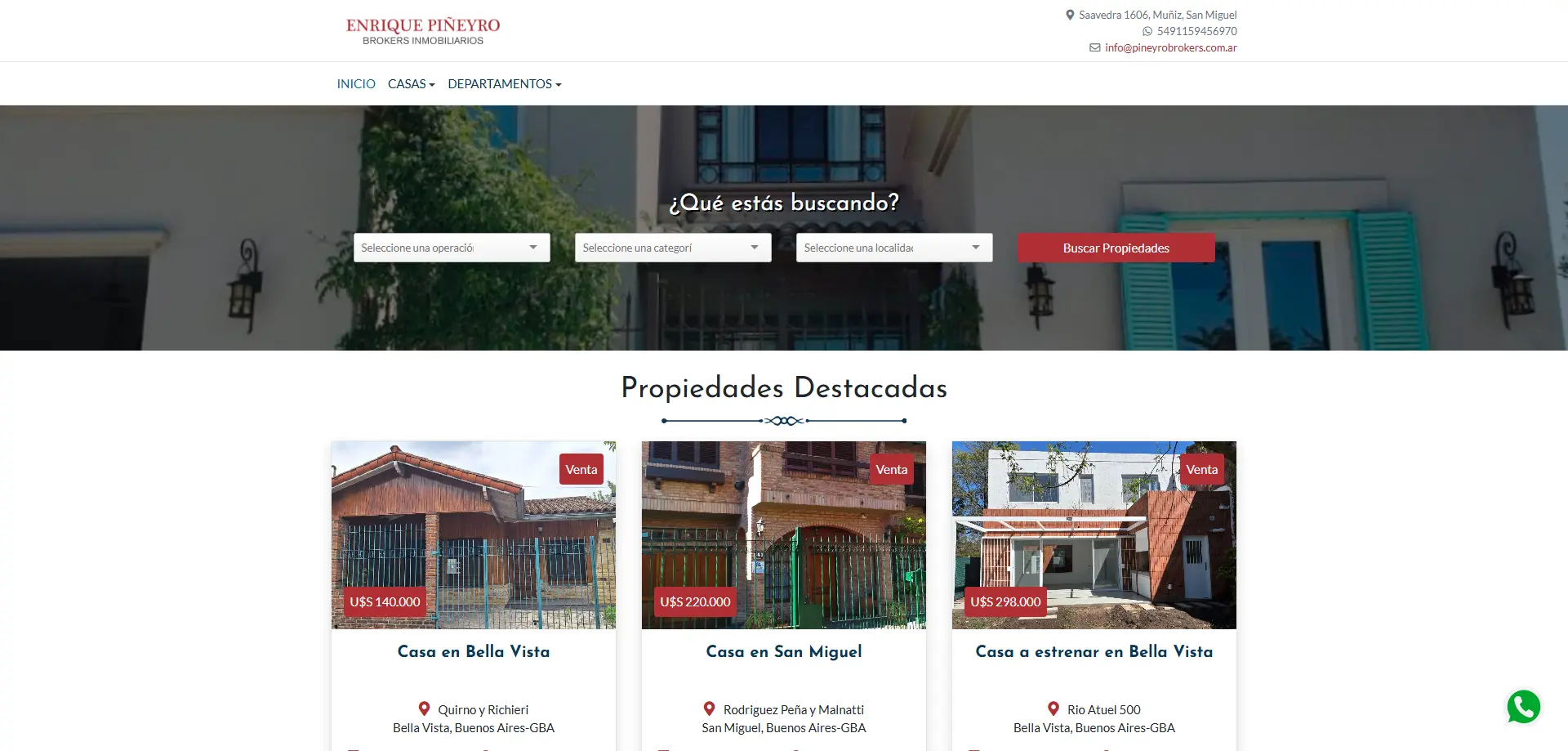 Sitio web de Pi&ntilde;eyro Brokers desarrollado por Podio Creativo